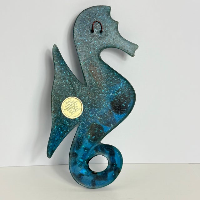 Turquoise 1960s MCM Acrylic Lucite Abalone Seahorses, Wall Hangings, Made in the Usa, Set of 3 For Sale - Image 8 of 8