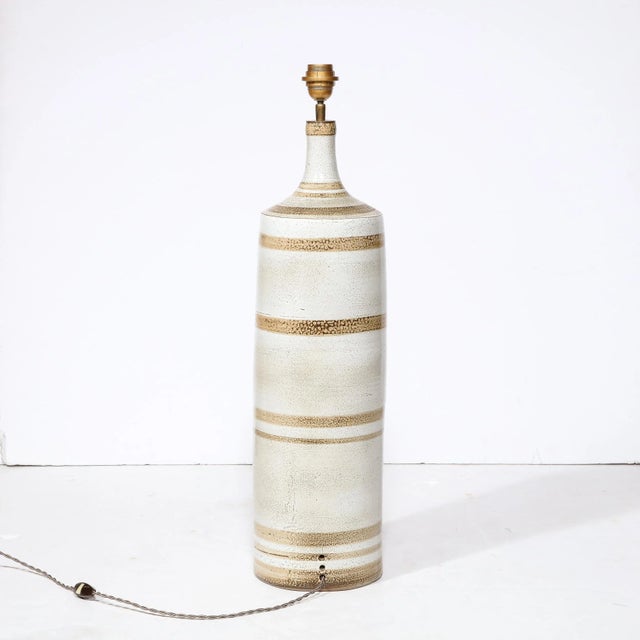 Mid-Century Ceramic Hand Painted Floral Sun Motif Table Lamp by George Pelletier For Sale - Image 11 of 13