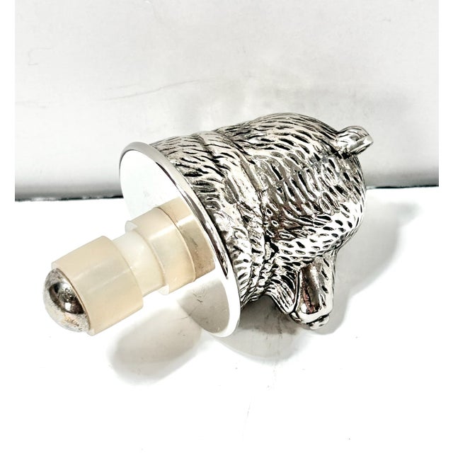 Silver Late 20th Century Neiman Marcus Bull & Bear Bottle Stopper Set - Silver Plate Animal Wine Stoppers - 2pcs For Sale - Image 8 of 9