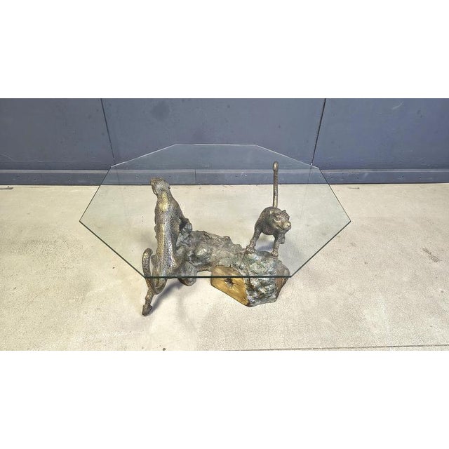 Bronze and Glass Leopard Coffee Table, 1970s For Sale - Image 11 of 12