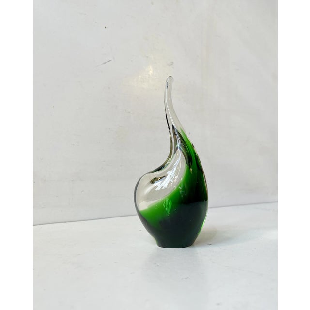 Unique art glass vase designed and made by per lütken at holmegaard in denmark in 1957. Executed in green and clean hand-...
