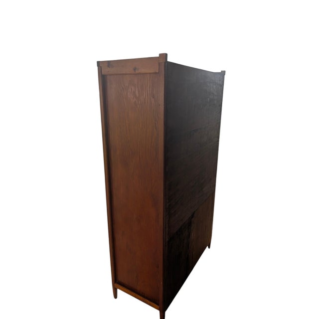Antique Oak Glass Display Cabinet – Industrial Country Store Vitrine, Bookcase For Sale - Image 10 of 18
