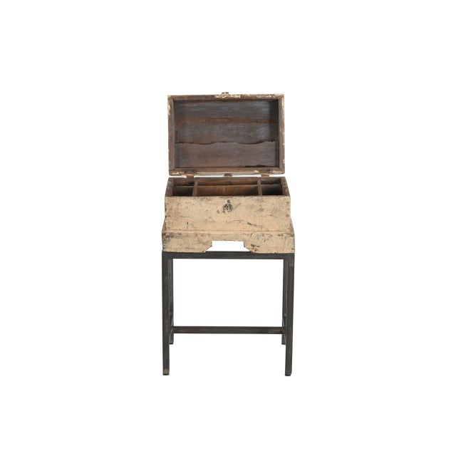 Farmhouse Vintage Indian Teakwood Chest on Iron Legs For Sale - Image 3 of 4