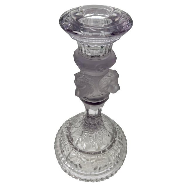 1900 - 1909 Art Nouveau Clear and Frosted Glass Candlesticks from Val Saint Lambert, 1900s, Set of 2 For Sale - Image 5 of 13