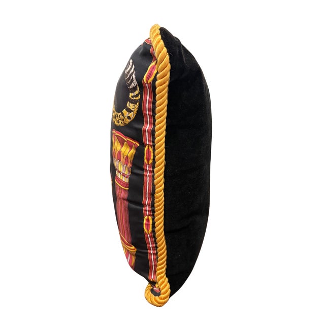 Salvatore Ferragamo Vintage Salvatore Ferragamo Silk Leopard & Egyptian Motif Pillow For Sale - Image 4 of 8