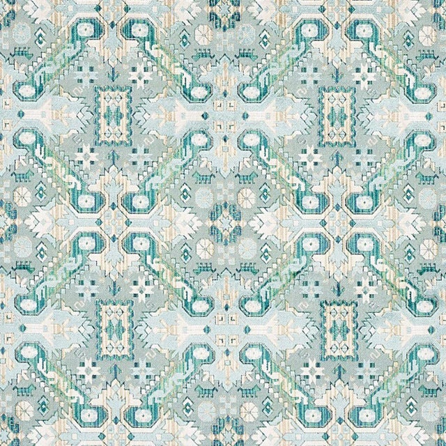 Sample - Schumacher Tiraz Velvet Fabric in Peacock For Sale