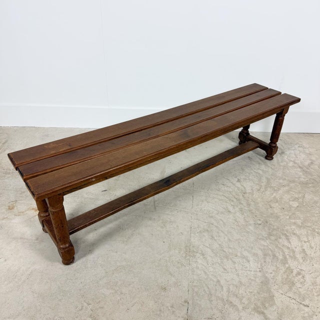 Antique Oak Benches with Turned Legs, 1920s, Set of 2 For Sale - Image 4 of 15