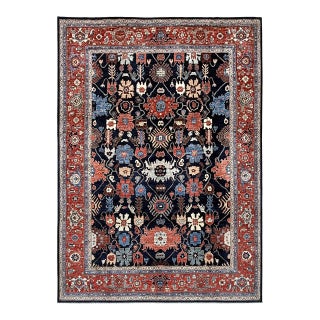 Navy Persian Heriz Design Hand-Knotted Wool Rug, 10'01 X 13'08 For Sale