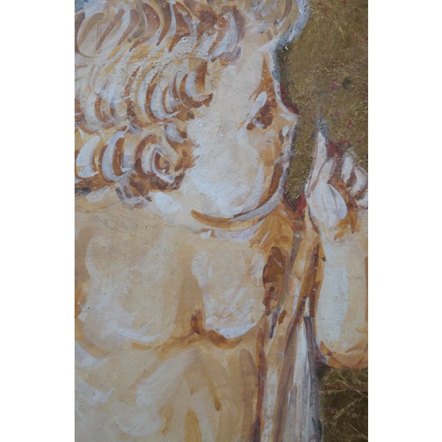Vintage Gengis Roman Fresco Frieze Putti Cherub Classical Oil Painting 59" For Sale - Image 4 of 12