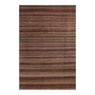 Boho Chic Brown High Low Wool Rug - 8'10'' X 12'3'' For Sale