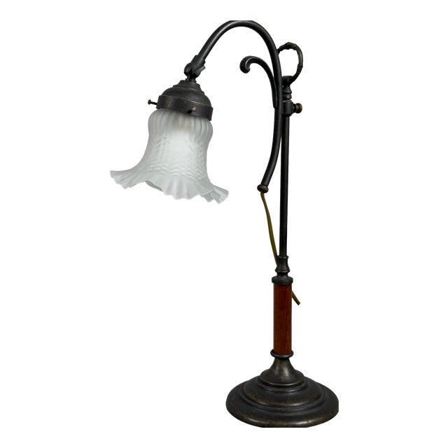 Table Lamp in Glass and Wood from Abat-Jour Liberty For Sale