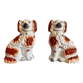 Antique Victorian Staffordshire Dogs, 1880, Set of 2 For Sale