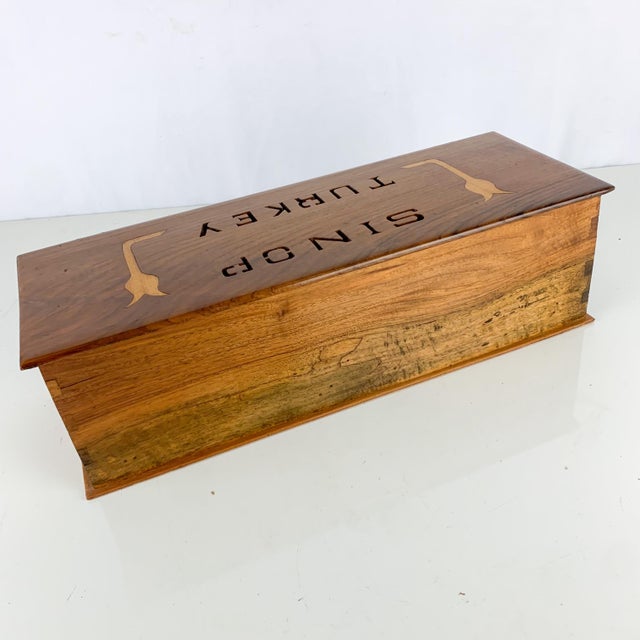 Wood Vintage Sinop Turkey Tulips Handmade Wooden Tramp Art Folk Box Mirror Drawers For Sale - Image 7 of 12