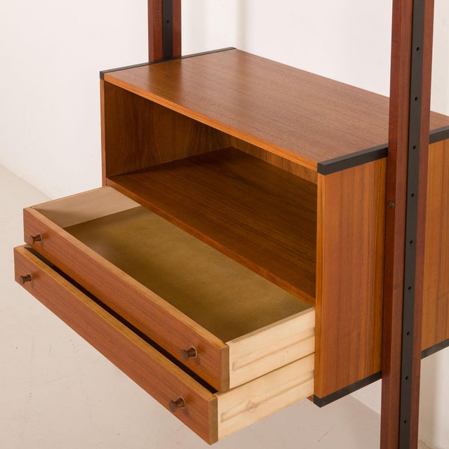 Black Italian Floor to Ceiling Wall Unit in Teak, 1960s For Sale - Image 8 of 16