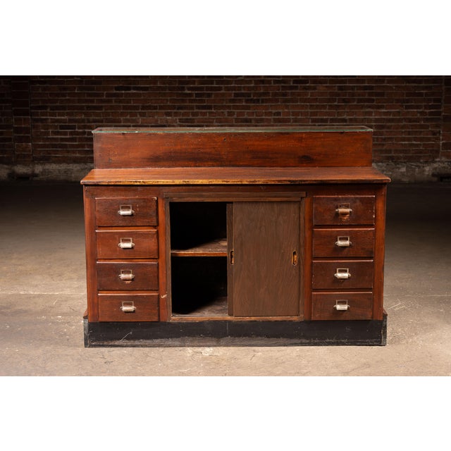 Brown Early 20th Century Red Felt Retail Display Counter For Sale - Image 8 of 16