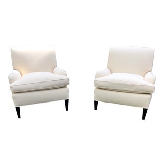 Classic Club Chairs in White- A Pair For Sale