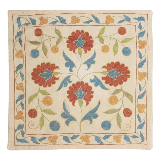 20"x20" Modern Cushion Cover. 100% Silk Lace Pillow. Hand Embroidered Pillowcase For Sale