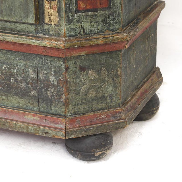 Rustic Farmhouse Folk Art Painted Bridal Cabinet, 1842 For Sale - Image 14 of 18