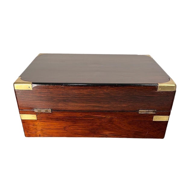 Traditional Regency Brass Bound Rosewood Fitted Traveling Dressing Box For Sale - Image 3 of 11