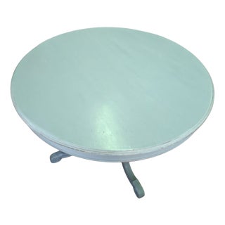 Vintage Round Table Lacquered in Sky Blue, 1960s For Sale