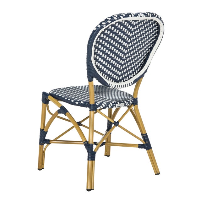 French Bistro Stacking Side Chair in Navy & White - a Pair For Sale In Philadelphia - Image 6 of 10