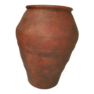 Large Fiberglass Tuscan Olive Jar Planter Hand Painted in an Aged Terra Cotta Finish For Sale