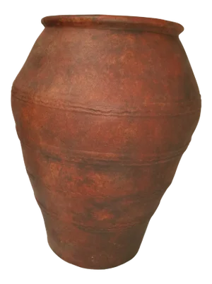 Large Fiberglass Tuscan Olive Jar Planter Hand Painted in an Aged Terra Cotta Finish
