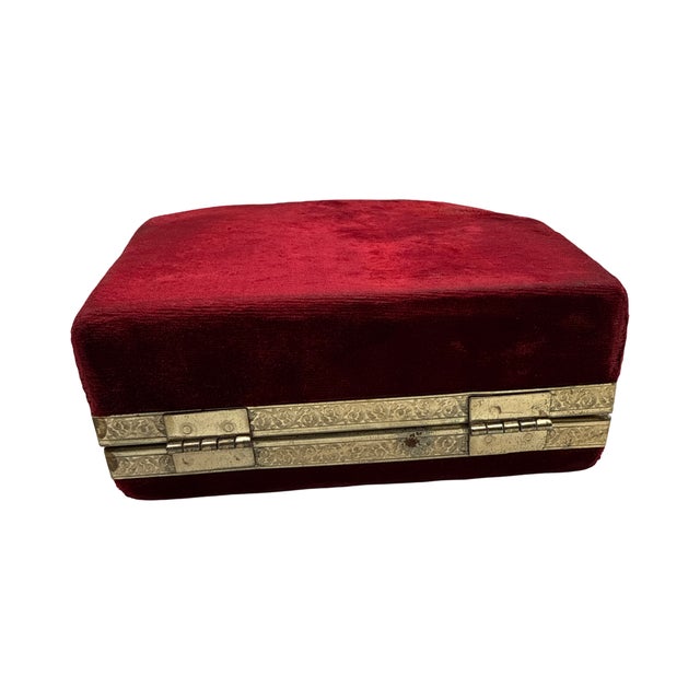 Antique French Red Velvet Jewelry Casket For Sale - Image 13 of 16