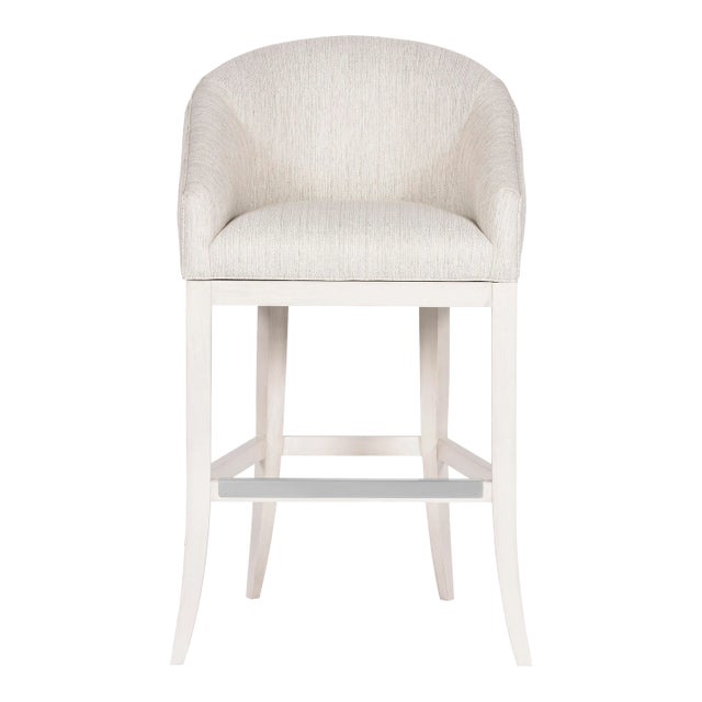 Ryder Bar Stool in Index Porcelain with Wood Flare Base & Casablanca Finish For Sale