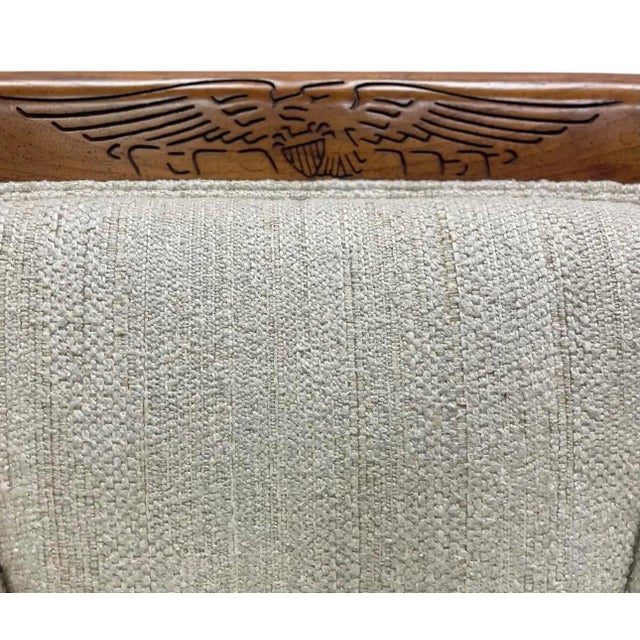 Vintage Traditional American Style Stanton Furniture Mahogany & Textured Slub Upholstery Club Chair For Sale - Image 12 of 12