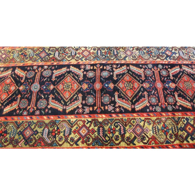 Antique Persian Bakhtiari Runner, Green Border 3'3" X 10'9", For Sale - Image 9 of 9