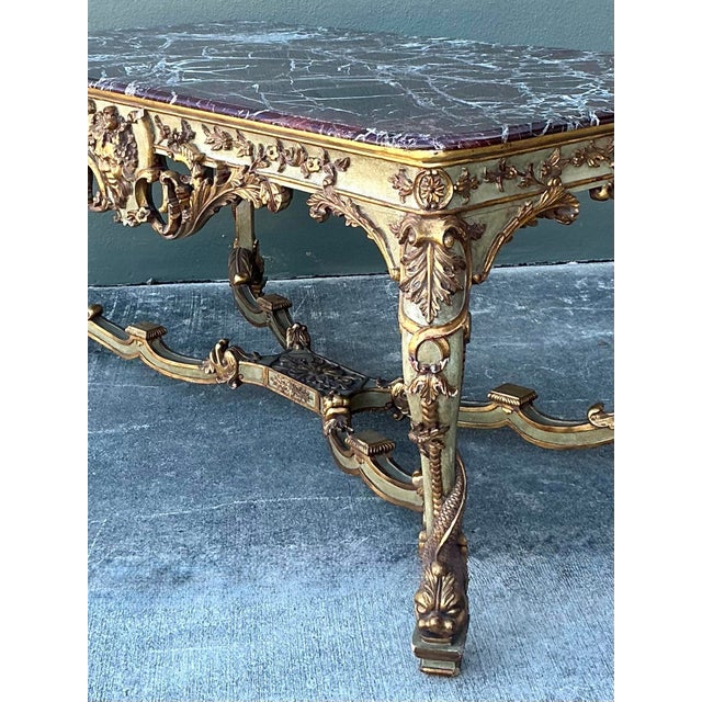 Vintage 19th Century Rococo Parcel Gilt Wood Console Table For Sale - Image 10 of 12