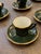 Late 20th Century Apilco Green + Gold Bistroware Demitasse Cups + Saucers, Set of Ten For Sale - Image 11 of 12
