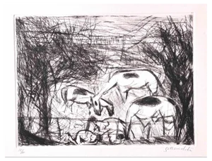 Nazareno Gattamenata, Horses, Original Etching, 1970s