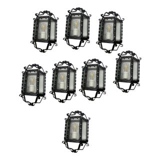 Vintage Italian Wrought Iron Wall Lights, 1960s, Set of 8 For Sale