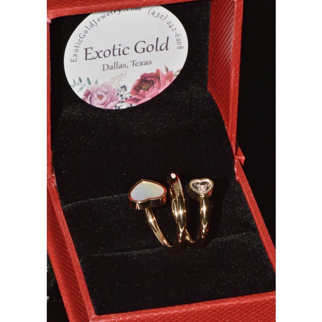 Authentic Chopard Happy Hearts Double Wrap Twist Ring in 18k Rose Gold With Mother of Pearl & Floating Diamond, Size 6.5 For Sale - Image 16 of 16
