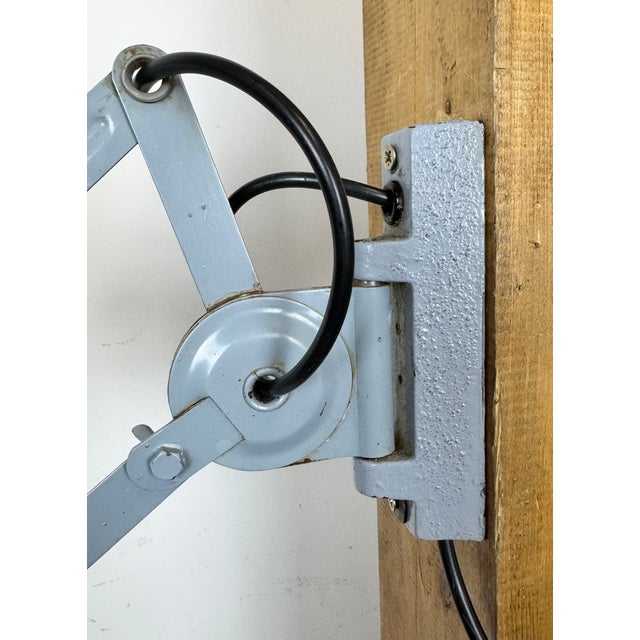 Metal Industrial Grey Scissor Wall Lamp from Elektroinstala, 1960s For Sale - Image 7 of 18