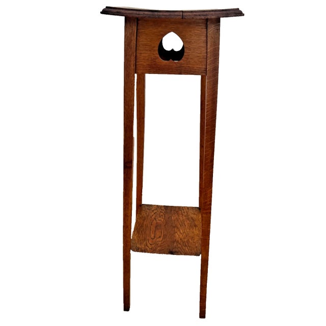 Early 20th Century Oak Plant Stand Two Tier Table, Arts & Crafts Mission Style For Sale In Palm Springs - Image 6 of 11