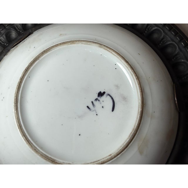 Bronze Antique 1800s Painted Porcelain Bronze Portrait Lady Decorator Collectible Plate For Sale - Image 8 of 12