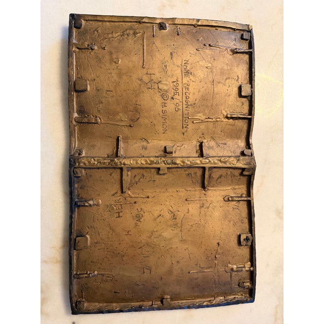 Name Recognition Bronze Open Book Sculpture by Herbert Simon, Ca. 1995 For Sale - Image 16 of 17