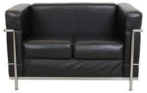 LC-2 2-Seater Sofa in Black Leather by Le Corbusier for Cassina