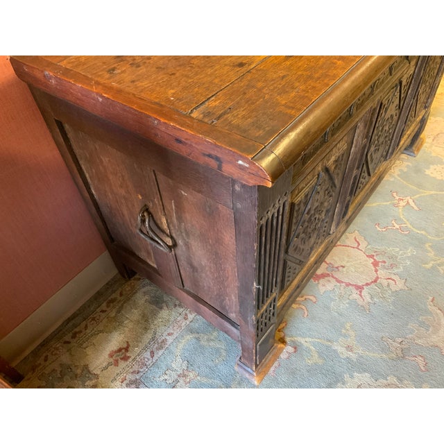 Jacobean Antique Carved Oak Blanket Chest For Sale - Image 3 of 16