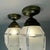 Art Deco Frosted Glass and Burnished Brass Flush Mounts, Austria, 1920s, Set of 2 For Sale - Image 11 of 16