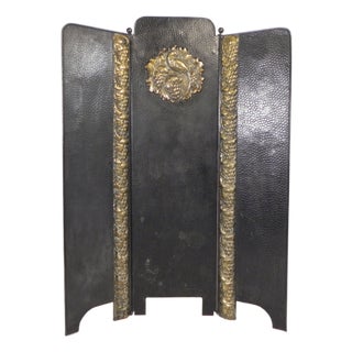 Art Deco Room Divider in Steel with Brass Details, 1930s For Sale
