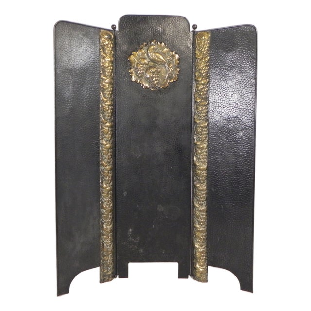 Art Deco Room Divider in Steel with Brass Details, 1930s For Sale