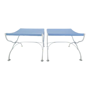 French Wrought Iron Low Stools - a Pair