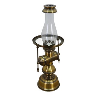 Willian Fawecett Brass Pharmacy Apothecary Library Reading Hurricane Lamp 22" For Sale