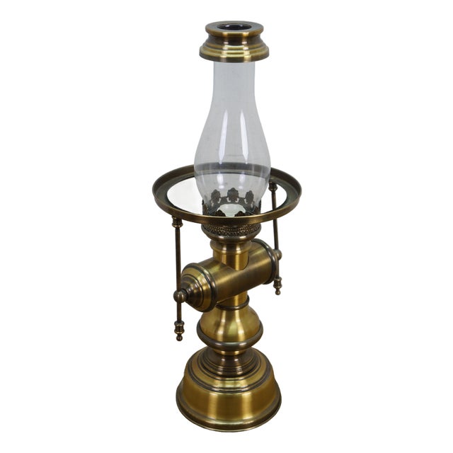 Willian Fawecett Brass Pharmacy Apothecary Library Reading Hurricane Lamp 22" For Sale