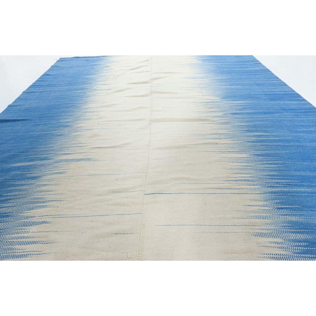 Modern Contemporary Turkish Kilim Beige and Blue Wool Rug by Doris Leslie Blau For Sale - Image 3 of 9