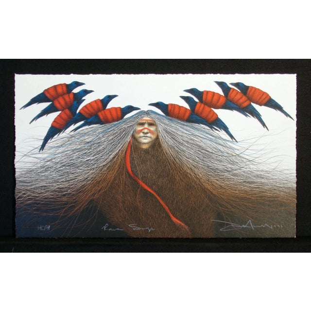Realism Frank Howell "Raven Songs" Hand Colored Lithograph Unframed 1991 8x14 For Sale - Image 3 of 5